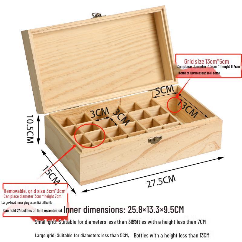 Duże drewniane pudełko do przechowywania olejków eterycznych doTERRA - 25 miejsc na butelki 15 ml