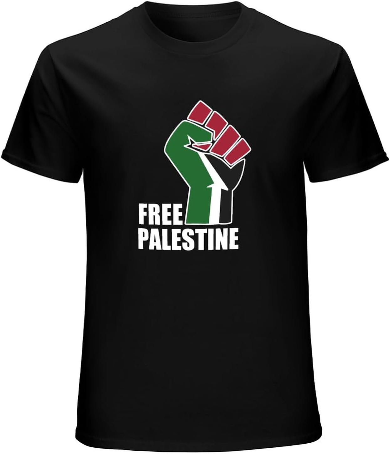 Mens T Shirt Free Palestine Palestine Free Flag Fist Black 4XL