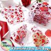 20pcs Love Heart Valentine's Day Gift Bag Organza Bronzing Gift Bag Mesh Candy Pouches  Wedding