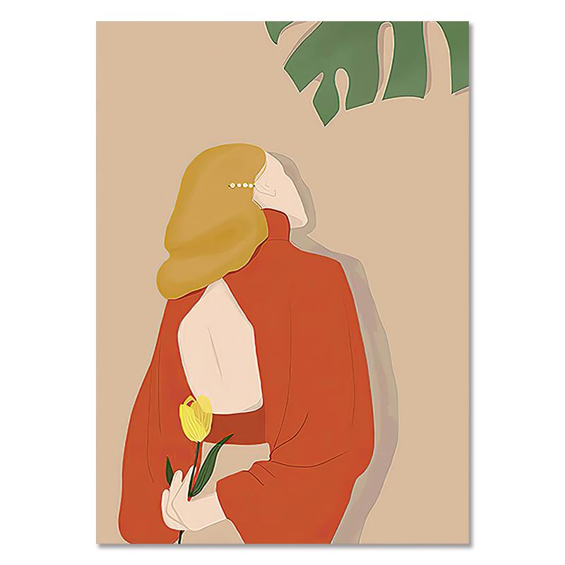 Nordic Watercolors Woman Canvas Paintings Simple Figure Wall Art Decor Poster and Prints Pictures for Interior Living Room Decor