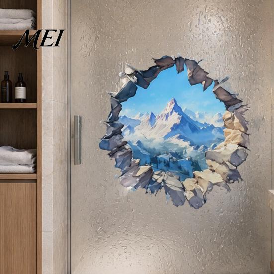 Removable PVC Wall Art Snow Peak Sticker, 3D Landscape Decorative Decal, Durable Mountain Stickers Waterproof Window Film, for Living Room Bedroom