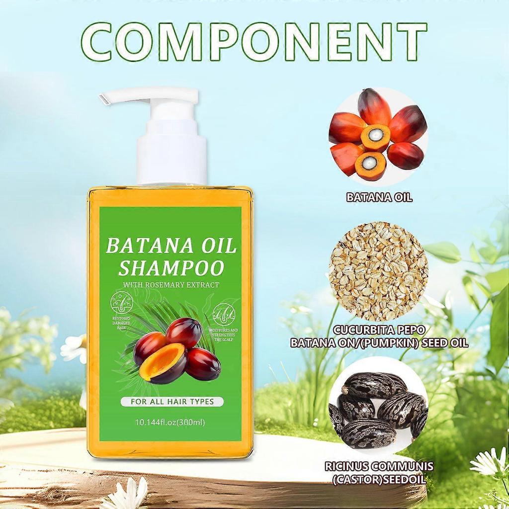 שמפו שמן בטאנה לצמיחת שיער, 300 מ"ל שמפו שמן בטאנה עם תמצית רוזמרין, מזין ומחדש שיער-רך ואוורירי לגברים ונשים
