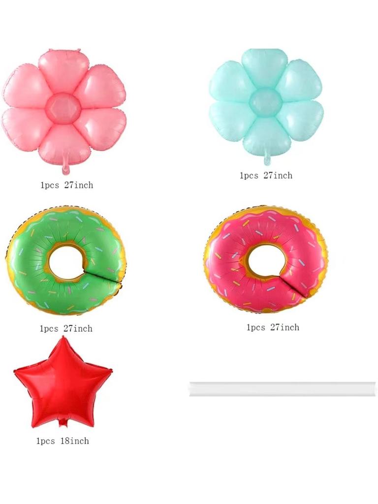 Summer Donut Candy Balloon Set Little Daisy Children'S Birthday Donut Themed Aluminum Film Balloon