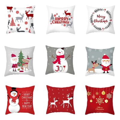 Frohe Weihnachten Dekorativer Druck Kissenbezug Wohnzimmer Sofa Quadratisches Kissen 45 * 45cm
