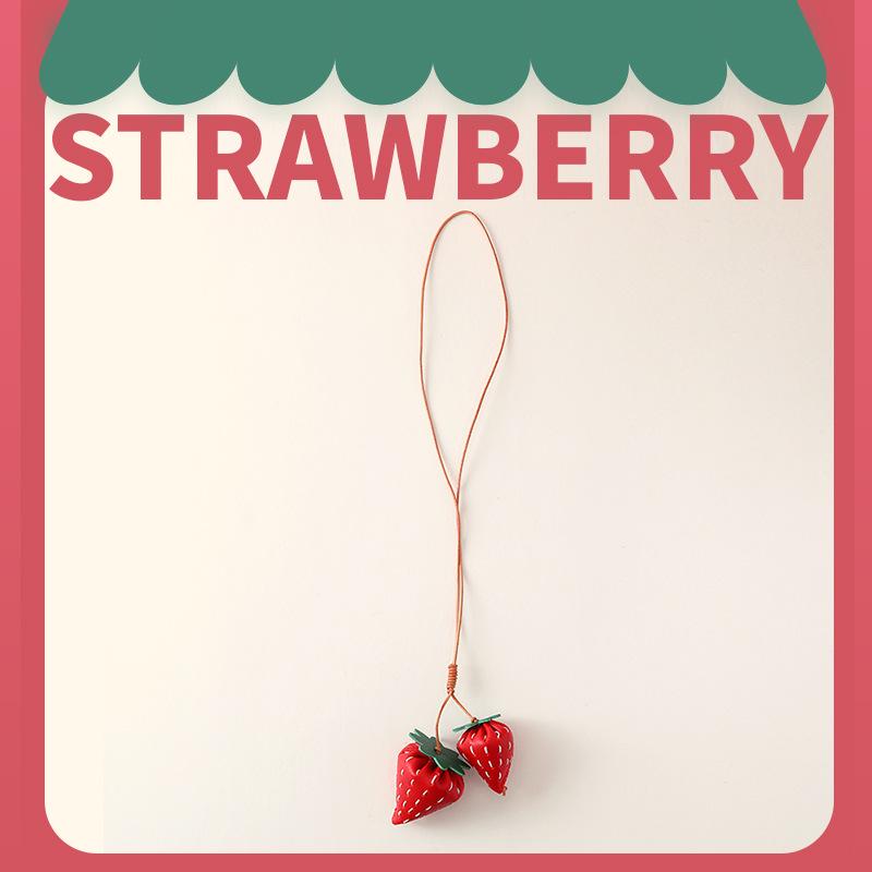 DIY Ručně vyráběná kožená jahodová klíčenka Ozdoba dárkové tašky