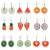 Cute Fruit Acrylic Earrings Set Strawberry Watermelon Tomato Kiwi Orange Drop Dangle Earrings For Women Fashion Fun Jewelry