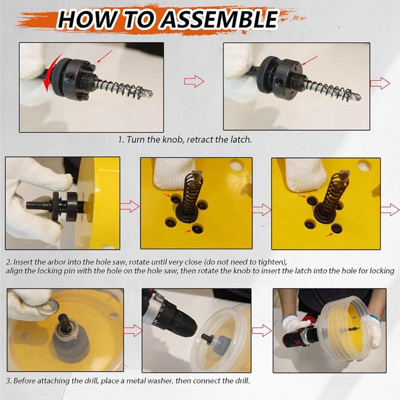 A96I-6-19/64 Hole Saw For Recessed Lights,Hole Saw Dust Bowl For Recessed Lighting 6In Include 3/8In Hex Shank&SDS Plus Arbor