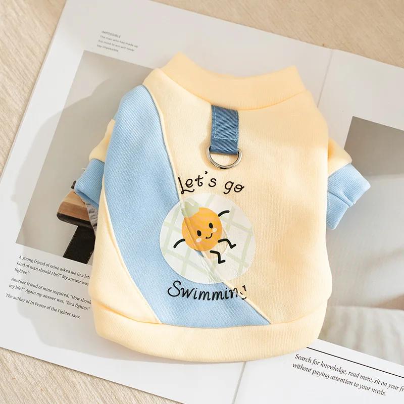 Cute Little Penguin Striped Strap In Autumn and Winter Two Leg Dog Hoodie Cat Thin Velvet Pet Teddy Clothes Dog Hoodie