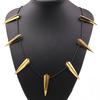 European and American Movie Merchandise Superhero Black Panther Alloy Gold-Plated COS Pendant Choker Leather Cord Necklace