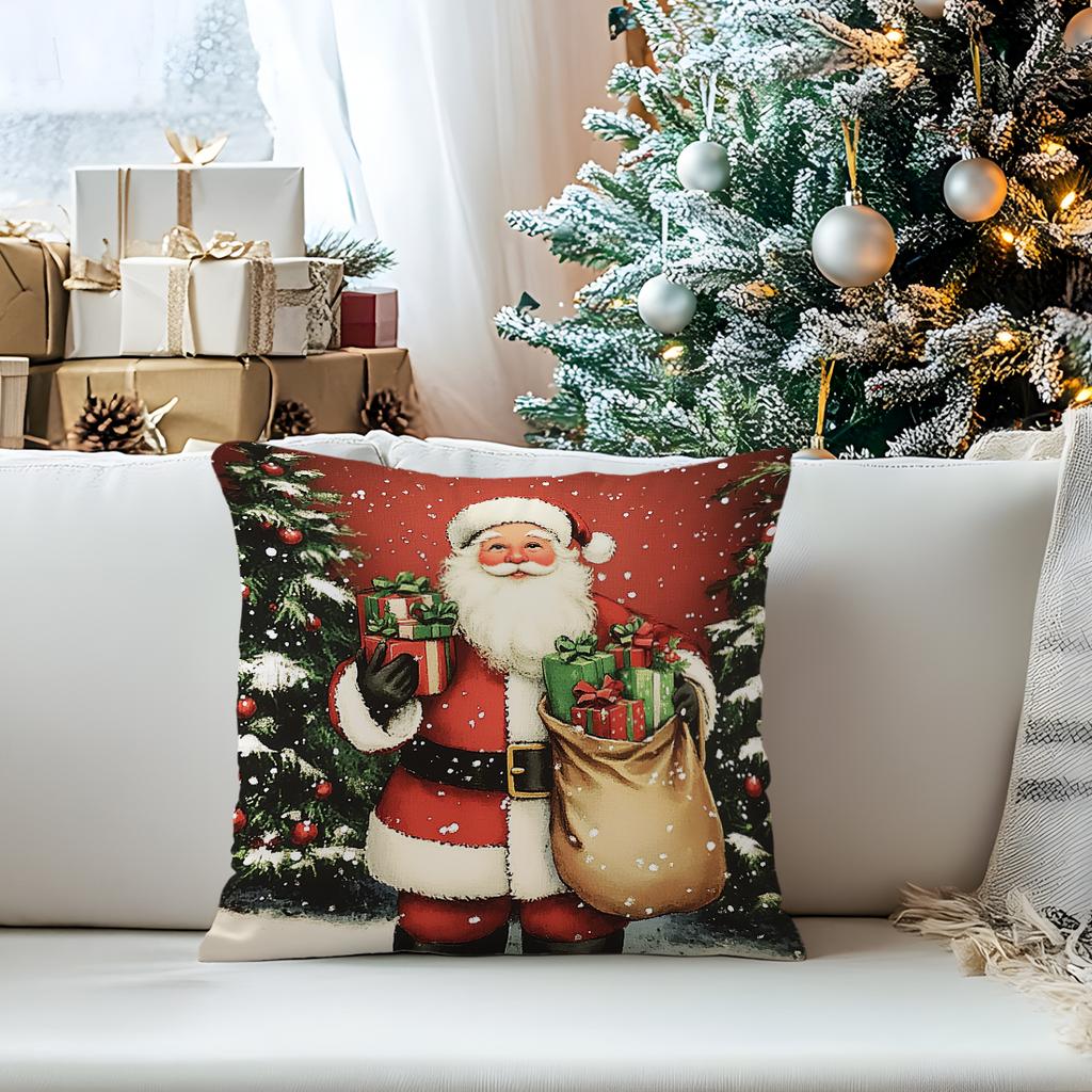 Santa Claus Cushions Pillowcase Polyester Cushion Cover Throw Pillow Sofa Decoration Pillowcover Home Car Sofa Decor