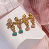 18k Gold-Plated Zirconia Floral Drop Stud Earrings - Exquisite Retro Luxury Jewelry