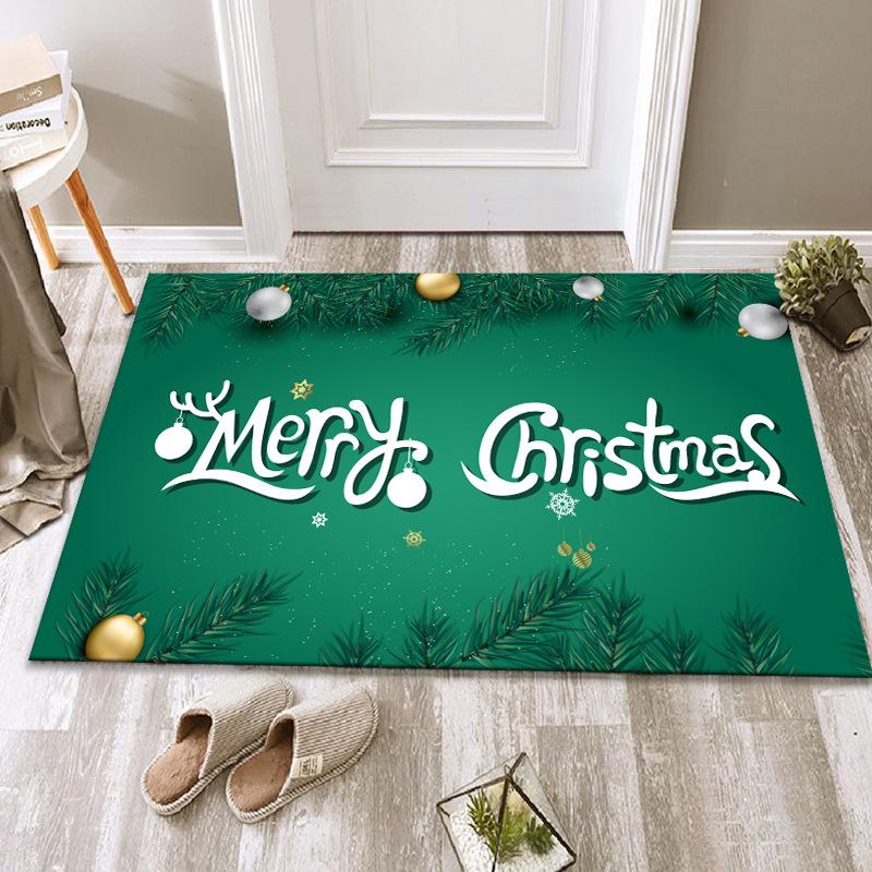 Christmas Floor Mat Festive Atmosphere Feeling Absorbent Non-slip Foot Mat Household Door Floor Mat