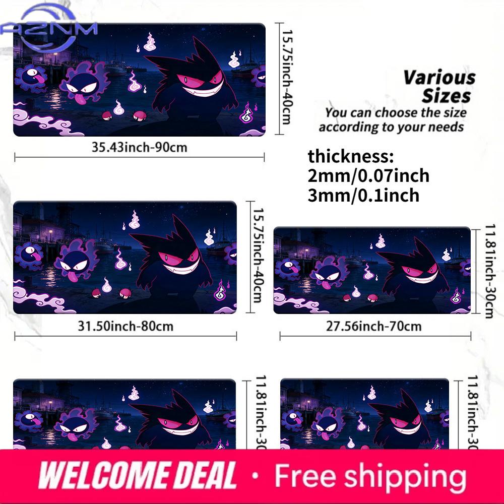 Pokemon Gengar Gastly Night Harbor Gaming Mouse Pad NonSlip Desk Mat 30x80x0.2cm