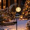 Solar Moon And Hummingbird Garden Light, Outdoor Cracked Glass Ball Stake Lamp for Yard, Waterproof Automatic LED Lighting for Patios Lawns Walkways