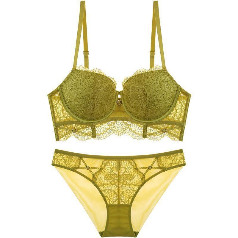 

Распродажа Сексуальное нижнее белье Французский Маленькая грудь Сбор Поддержка Большой размер Красный Новогодний кружевной бюстгальтер 85D лимонно-желтый