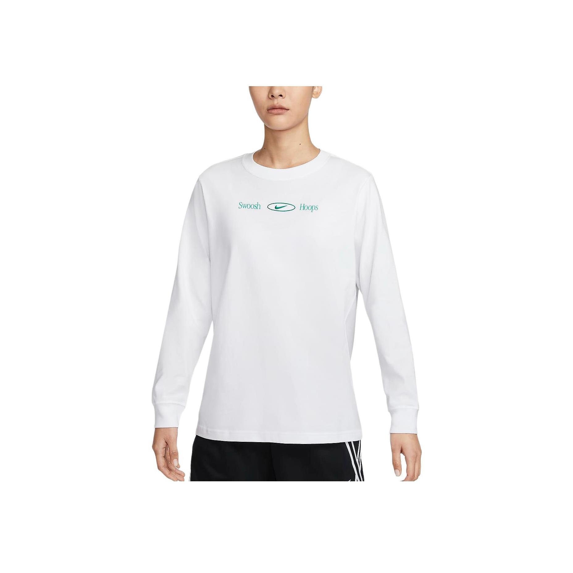Nike Sportswear Printed Loose Fit Crew Neck Long Sleeve T-Shirt Women tops White FZ3489-100 XXL