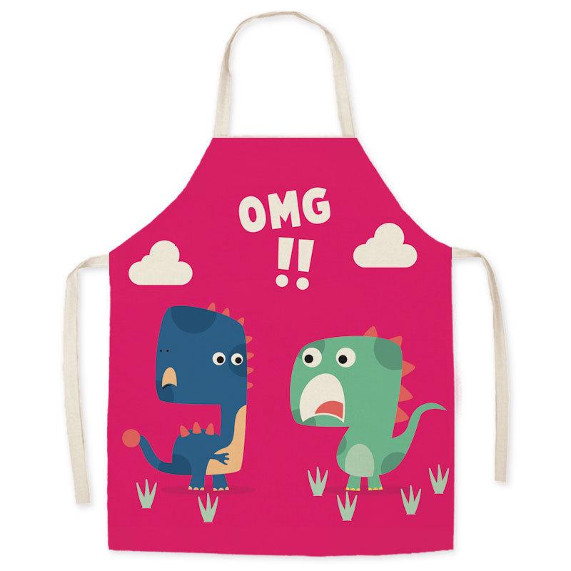Cartoon Dinosaur Oil-Proof Apron for Adults & Kids - Sleeveless Halter Design