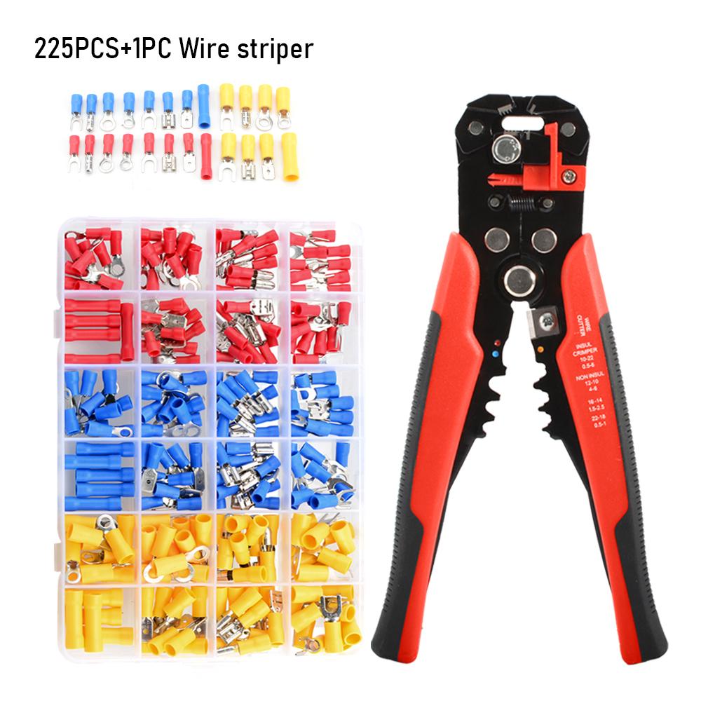 

225/400/700/800 шт. ПВХ-клеммы, изолированный кабельный разъем, электрический провод, обжимное кольцо, вилочные наконечники, рулонный комплект или инструмент для зачистки проводов
