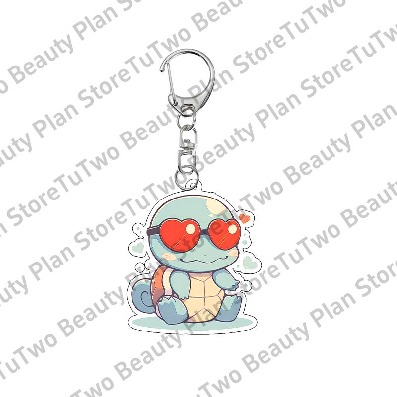 Anime Bulbasaur Squirtle Charmander Cartoon Key Chain Couple Girls Boys Acrylic Backpack Pendant Charm Family Gifts Jewelry Toys