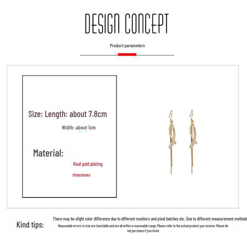 Zircon Cross Tassel Long Earrings - Fashionable, Unique Ear Hooks