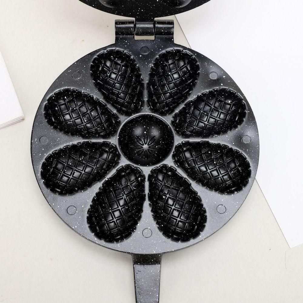 9-Cavity Walnut Cookie Mold Long Handle Double-Sided Walnut Cookie Maker Durable Non-Stick Egg Tart Mold Home Bakery