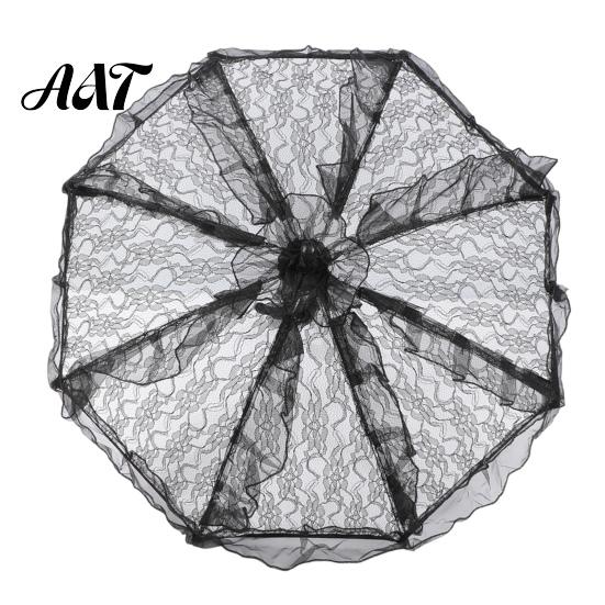 Vintage Style Sunshade Gothic Lace Umbrella, Black Bridal Parasol for Halloween UV Resistant Umbrella Witch Cosplay, Wedding Decoration, Stage