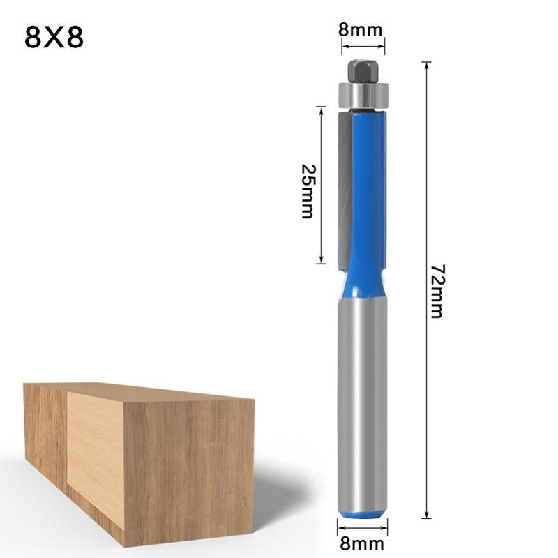 1/4pc 8mm Shank Flush Trim Router Bit with Bearing for Wood Template Pattern Bit Tungsten Carbide Milling Cutter for Wood