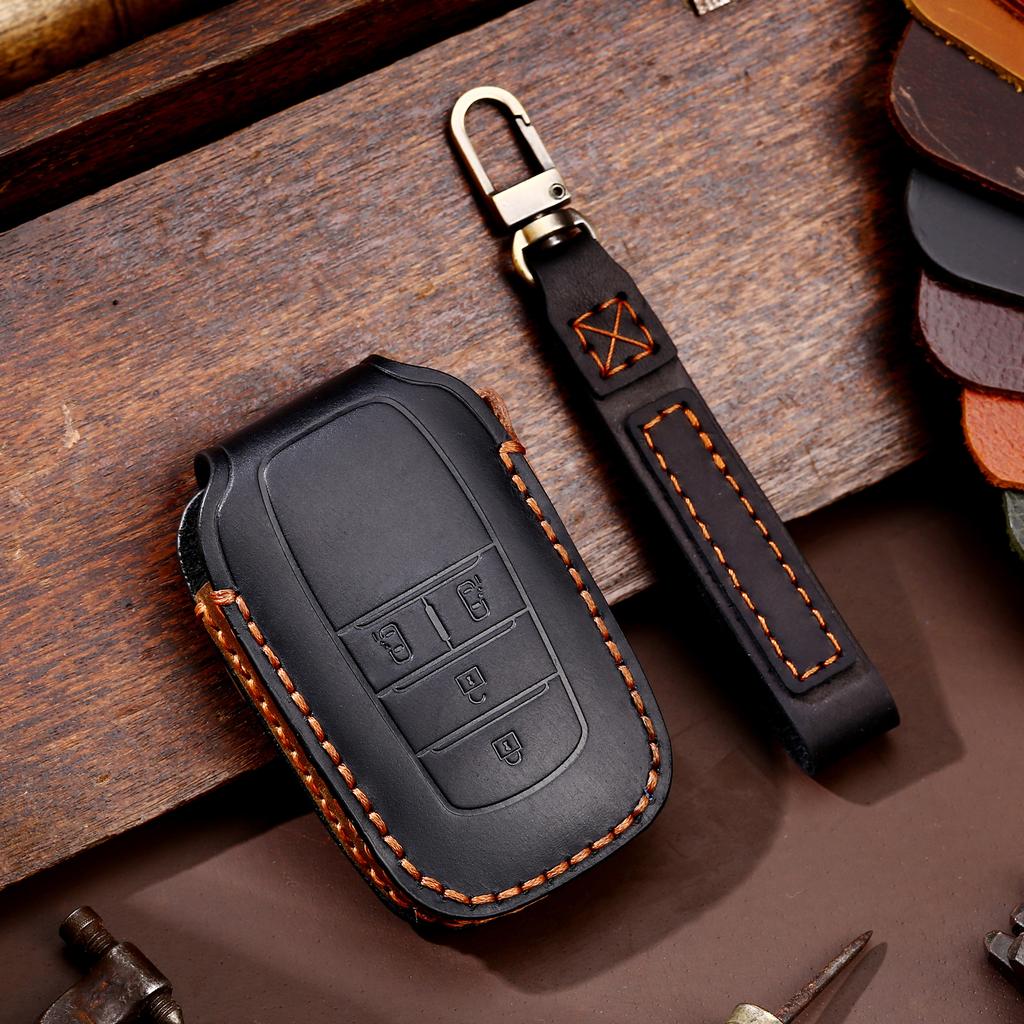 Car Key Case for Toyota BZ4X Key Case Corolla Vios Crazy Horse Leather Car Key Case Genuine Leather
