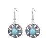 Ethnic Vintage Blue Beads Waterdrop Round Earrings for Women Boho Creative Geometric Silver Color Dangle Earrings Jhumka Jewelry