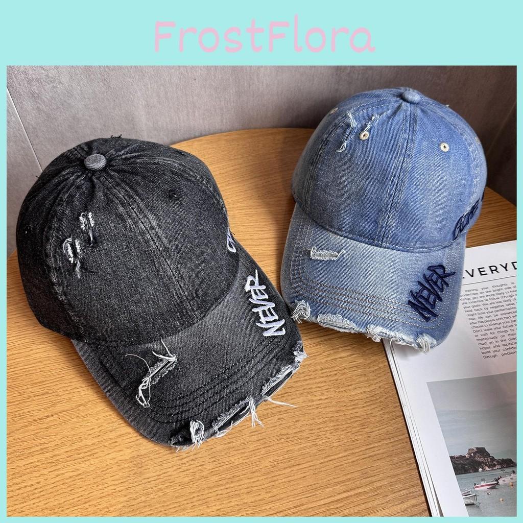 Embroidery Letter Unisex Waterwashed Denim Baseball Cap Peaked Cap For Daily Use