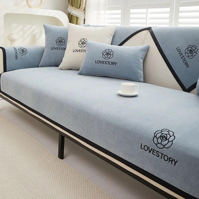 

Роскошный чехол для дивана «Камелия», подушка L-образной формы, кожаный чехол для дивана с черной окантовкой, нескользящее полотенце на четыре сезона для декора гостиной 70x70cm 1pcs