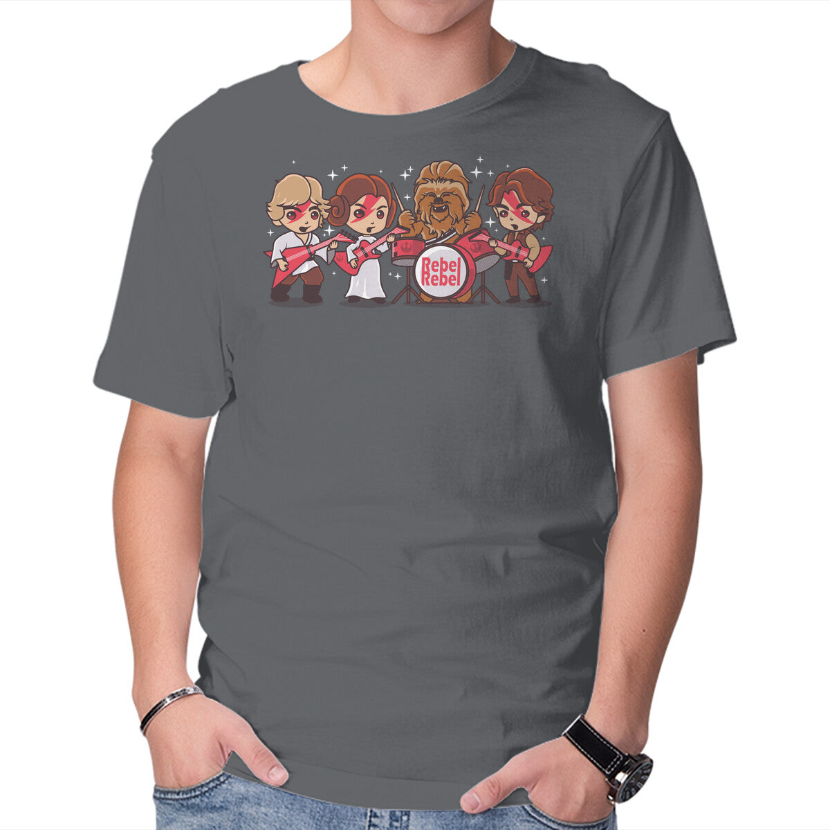 Unisex Crew Neck T-Shirt Rebel Rebel Graphic Short Sleeve Casual Tee XXXXL
