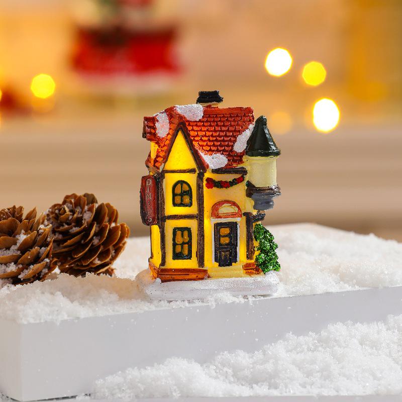 Festive Glowing Resin Small House - Holiday Window Display & Kids' Gift