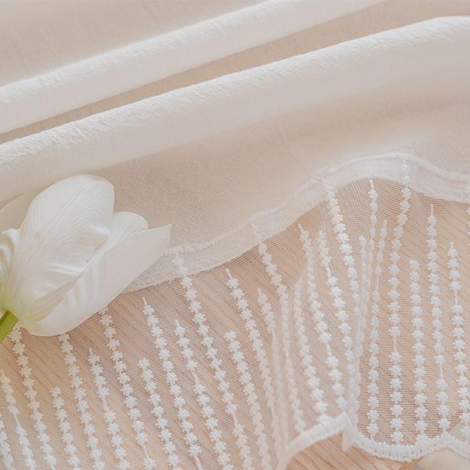 Solid Color Lace Edge Table Cover,French Retro Style Cotton Tablecloth,for Kitchen Dining Room Party Holiday Tabletop Decoration