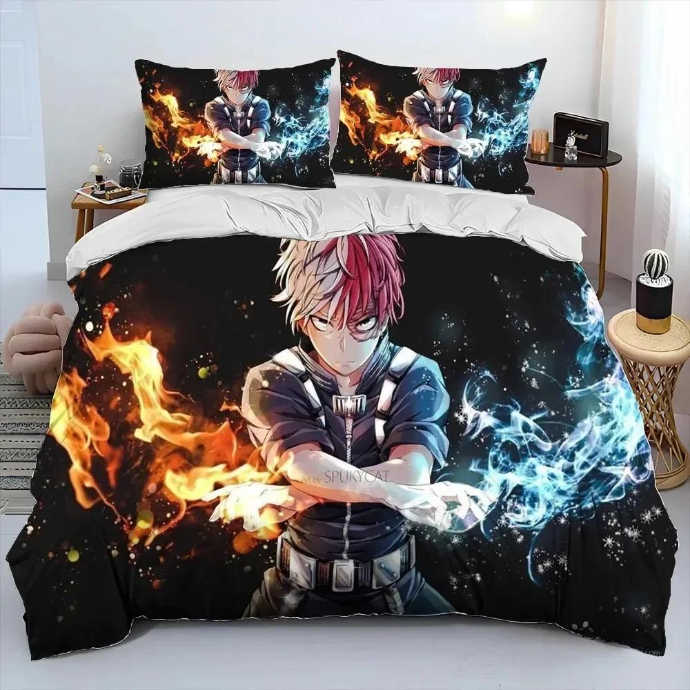 Anime My Hero Academia Izuku Deku Ložní souprava Tištěná s povlakem na polštář Měkký povlak na přikrývku Jednolůžko Dvojlůžko Královská Velikost