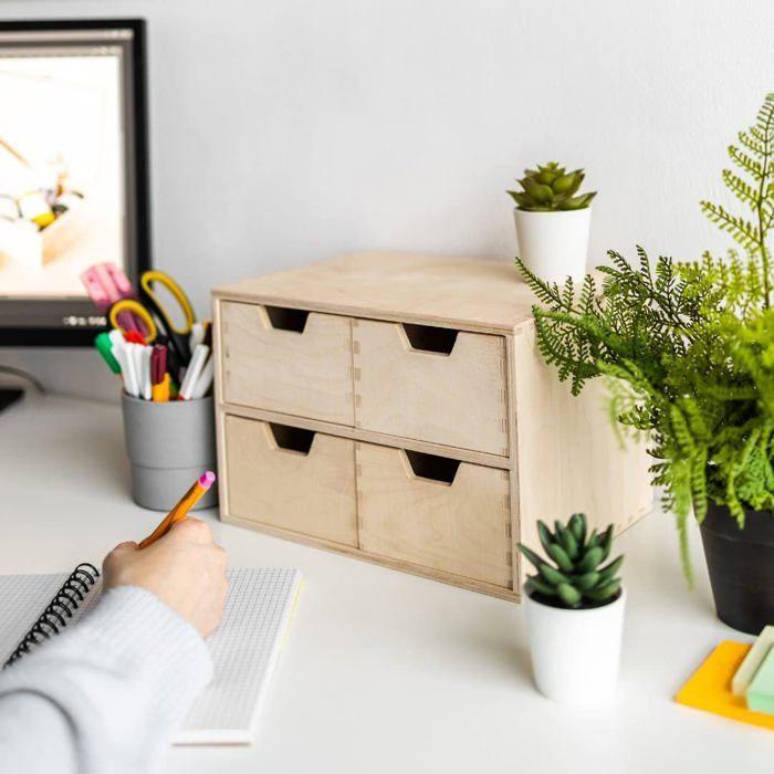 Mini Commode En Bois - Creative Deco - 4 Tiroirs - Coffre Beige Parfait À Décorer Peindre