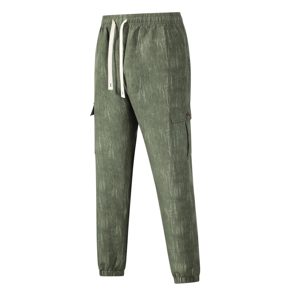 Men's Casual Loose Fit Outdoor Multi Pocket Cargo Pants Elastic Waistband Drawstring Adjustable Leg Opening Durable Fabric