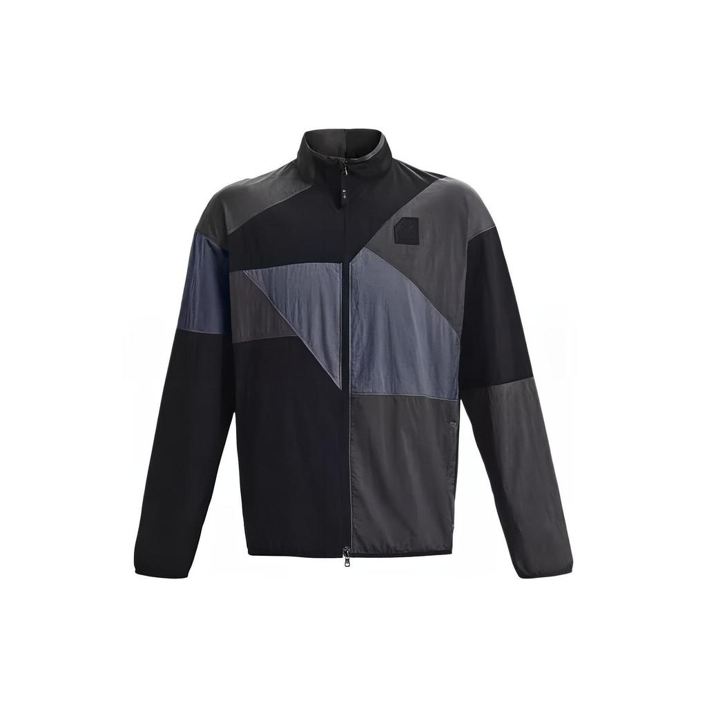 Under Armour Colorblock Logo Stand Collar Long Sleeve Jacket Men Jackets Black 1377304-001