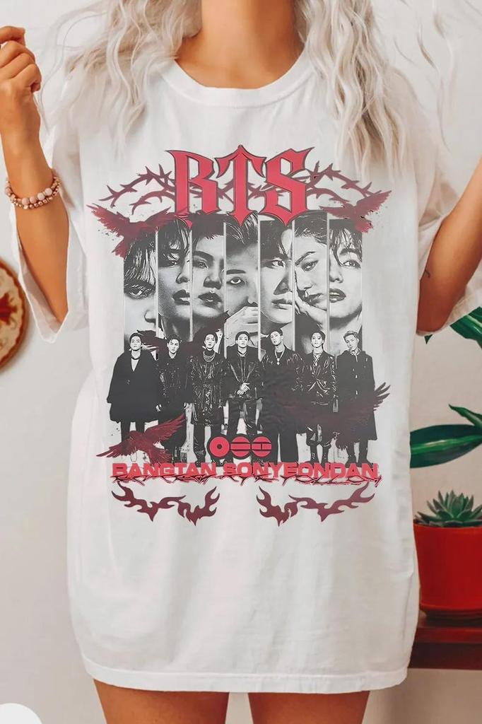 Karštas išpardavimas Bangtan Sonyeondan 2026 m. turas Aukštos kokybės populiarus marškinėlis, BTS Army koncertiniai atributai Kpop gerbėjo dovana T-shirt