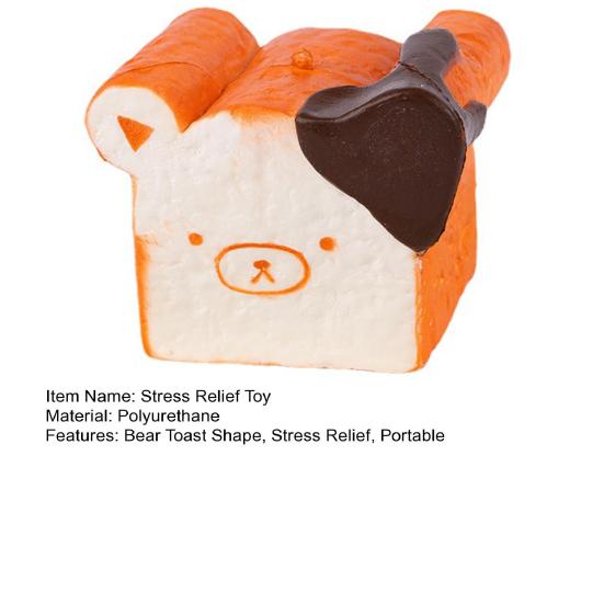 Bear Toast Squeeze Toy Slow Rising Stress Relief Cartoon Expression Bear Bread Sensory Toy Students Office Workers Anti-anxiety Gift