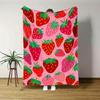 1pc Strawberry Print Flannel Blanket Single-sided Print Soft Comfortable and Warm Suitable for All Seasons Ideal for Bedroom Livin