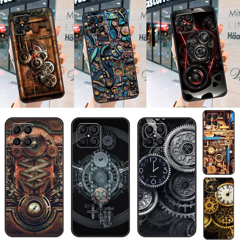 Steampunk Style Gears Levers Engine Case For Huawei P40 Lite P20 P30 P60 P Smart Z Nova 9 Honor X8 X9a 50 70 Magic 5 Pro Cover