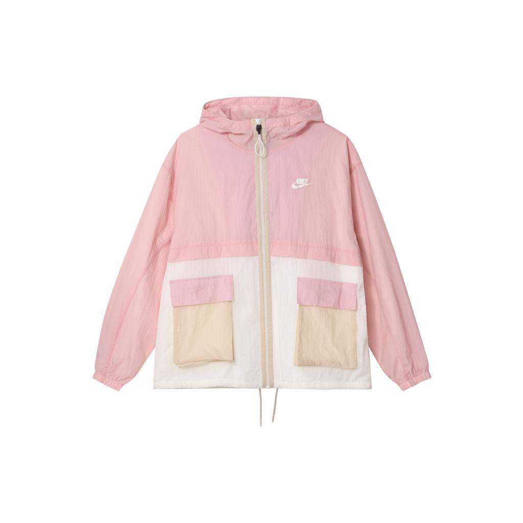 Nike Color Block Logo Print Zip-Up Hoodie Women Jackets Pink DZ3036-630