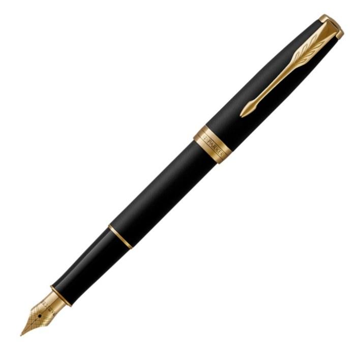 PARKER Sonnet Fountain Pen Matte Black GT Fine Nib Gift Box 1950874ASZ (146x9mm, Cartridge/Converter)