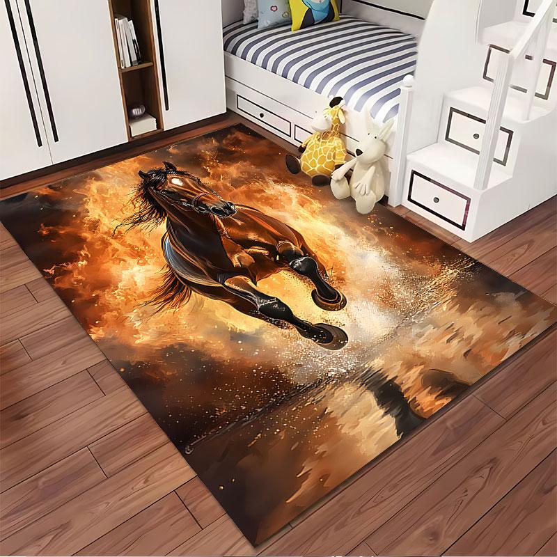 Fiery Galloping Horse Art suitable as a non-slip mat for the living room or bedroom sofa