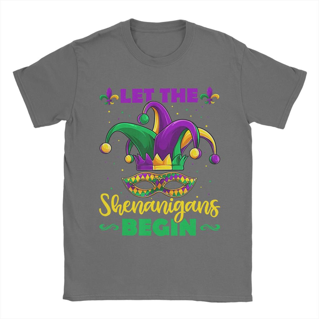 Funny Let The Shenanigans Begin Mardi Gras TShirts for Unisex Crewneck Cotton T Shirt Short Sleeve Tees Adult Tops