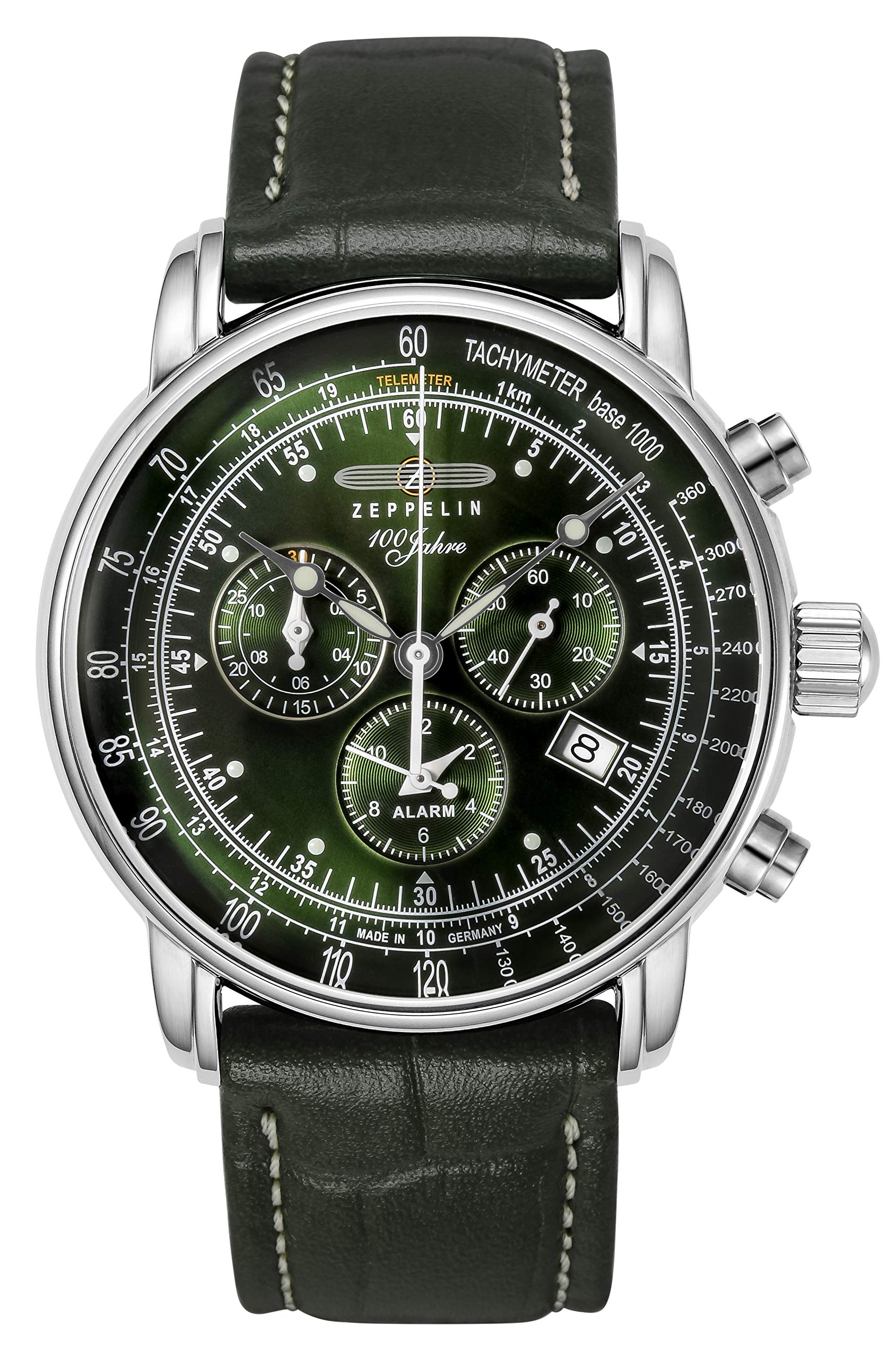 

[Zeppelin] Watch 100th Anniversary Model Green Zeppelin Chronograph Alarm with Change Belt 8680-4 Men s