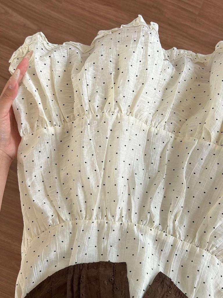 Plus Size Polka Dot Ruffle Hem Midi Skirt - Slimming A-Line Cake Design