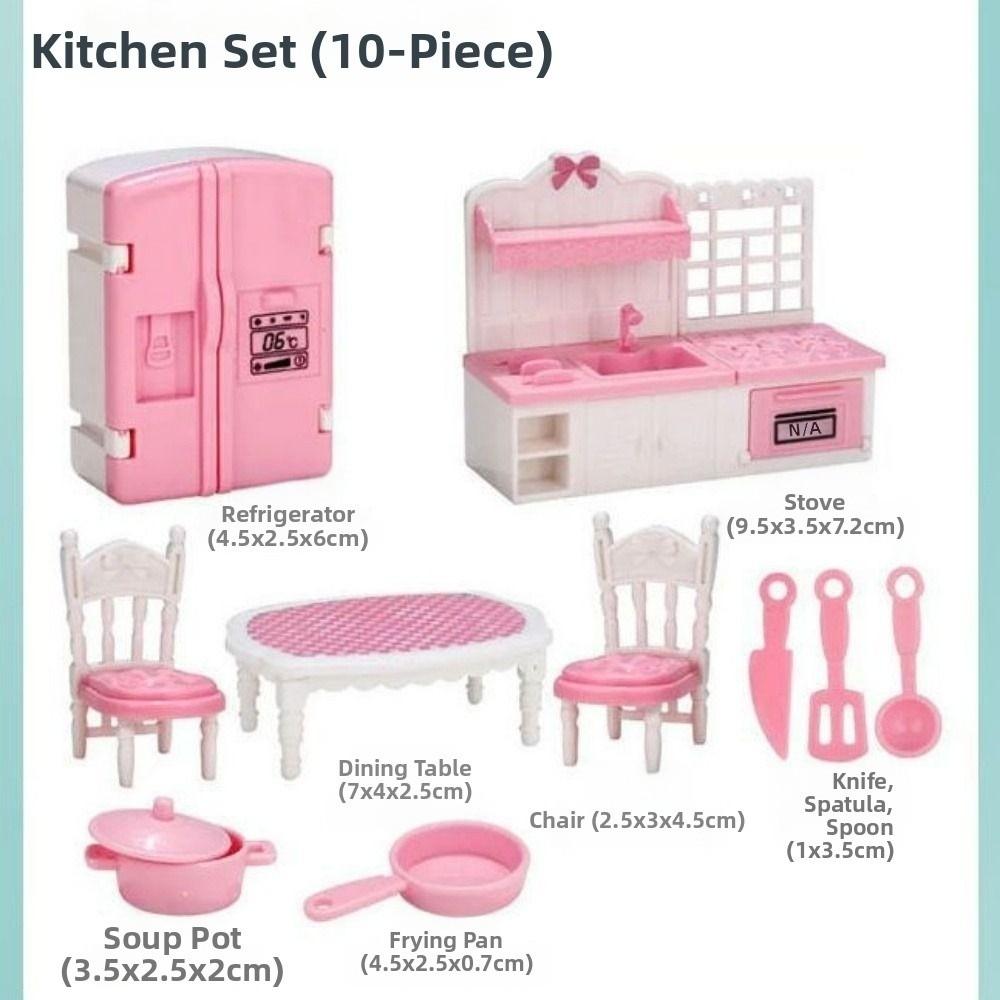 1Set Pink Kid Toys Kitchen Bedroom 4 Styles Cooking Things  Doll Game Accessoies