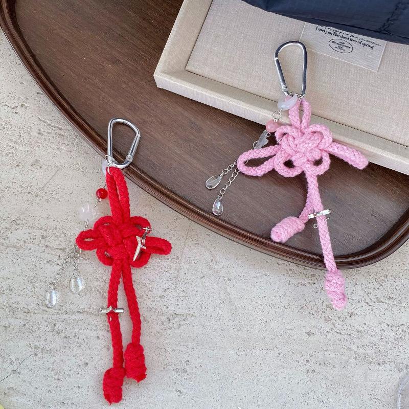 1Pcs Chinese Style Ruyi Pendant Handwoven Nylon Rope Chinese Knot Keychain Bag Hanging Decoration Men'S Car Keyring
